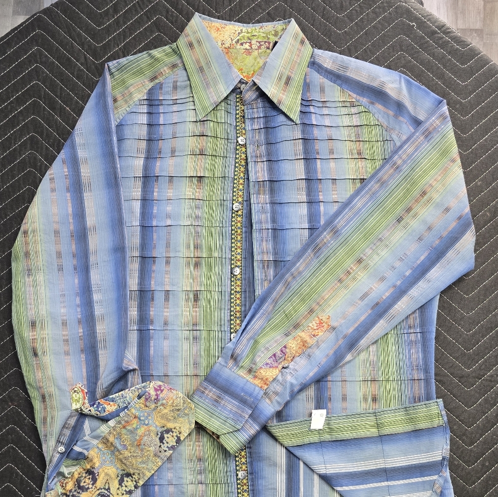 Vintage Robert Graham Multicolor Striped Button Down Shirt